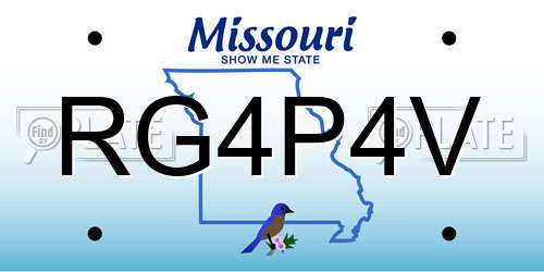 RG4P4V Missouri License Plate