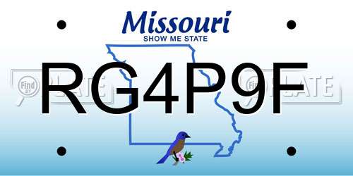 RG4P9F Missouri License Plate