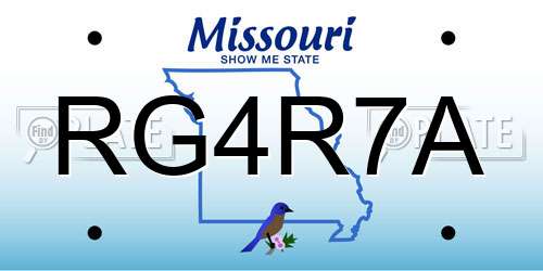 RG4R7A Missouri License Plate