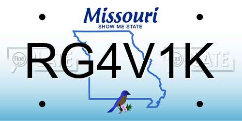RG4V1K Missouri License Plate