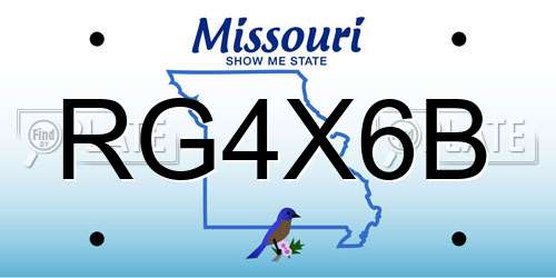 RG4X6B Missouri License Plate