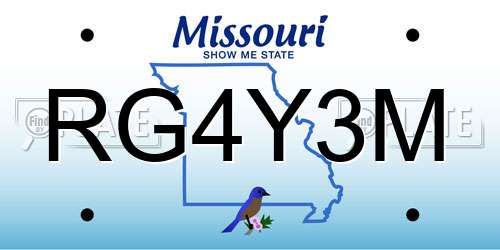 RG4Y3M Missouri License Plate