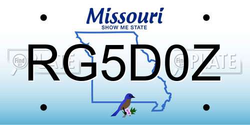 RG5D0Z Missouri License Plate
