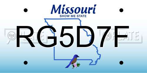 RG5D7F Missouri License Plate