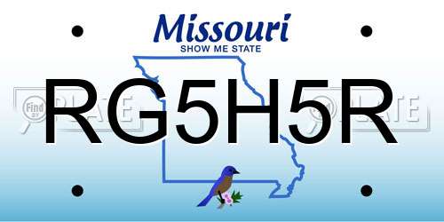 RG5H5R Missouri License Plate