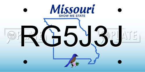 RG5J3J Missouri License Plate