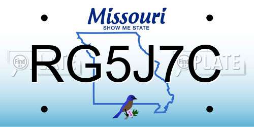 RG5J7C Missouri License Plate