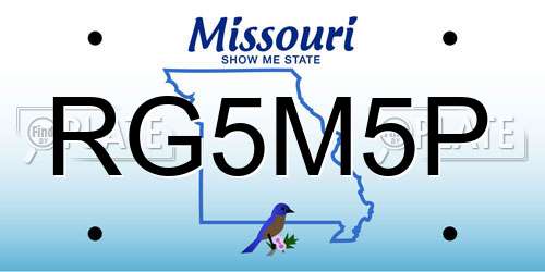 RG5M5P Missouri License Plate