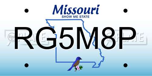 RG5M8P Missouri License Plate