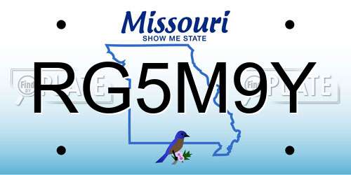 RG5M9Y Missouri License Plate