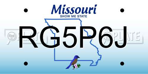 RG5P6J Missouri License Plate