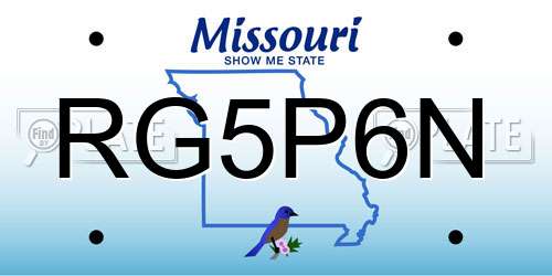 RG5P6N Missouri License Plate