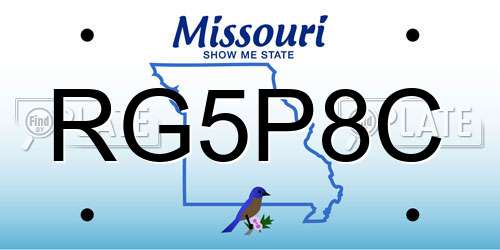 RG5P8C Missouri License Plate