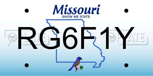 RG6F1Y Missouri License Plate