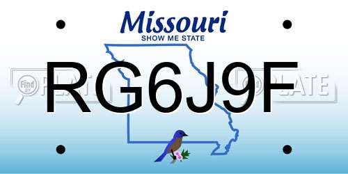 RG6J9F Missouri License Plate
