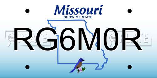 RG6M0R Missouri License Plate