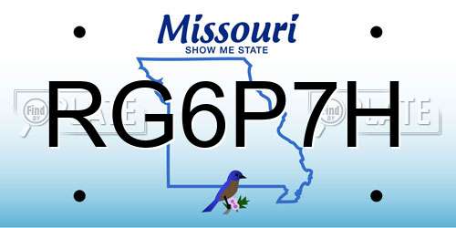 RG6P7H Missouri License Plate