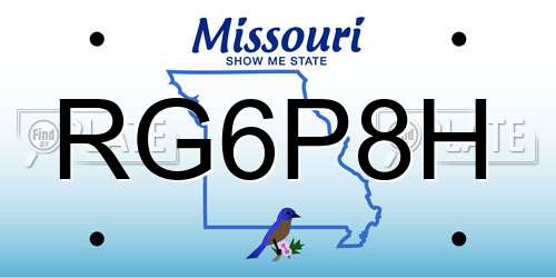 RG6P8H Missouri License Plate