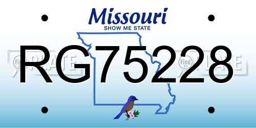 RG75228 Missouri License Plate