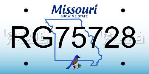 RG75728 Missouri License Plate