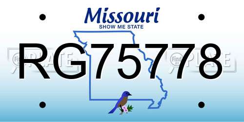 RG75778 Missouri License Plate