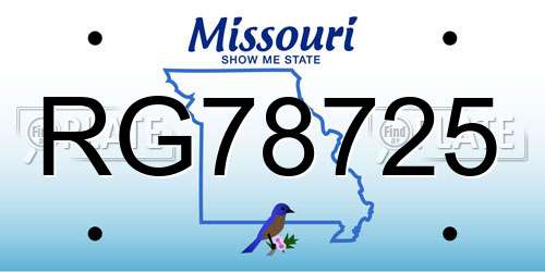 RG78725 Missouri License Plate