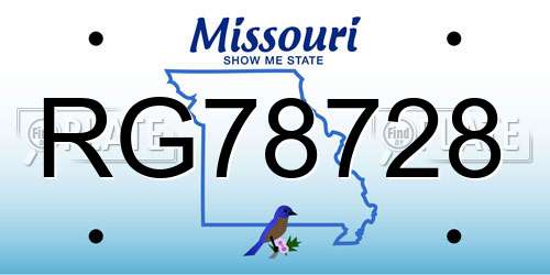 RG78728 Missouri License Plate