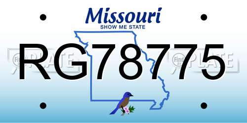 RG78775 Missouri License Plate