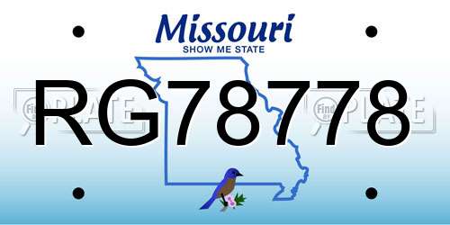 RG78778 Missouri License Plate