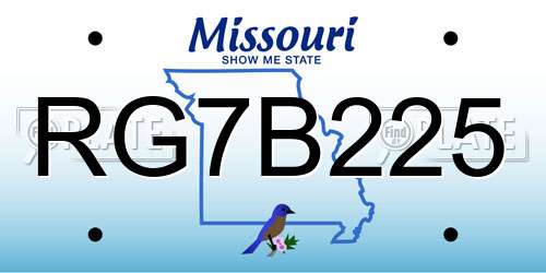 RG7B225 Missouri License Plate