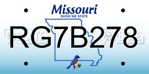 RG7B278 Missouri License Plate