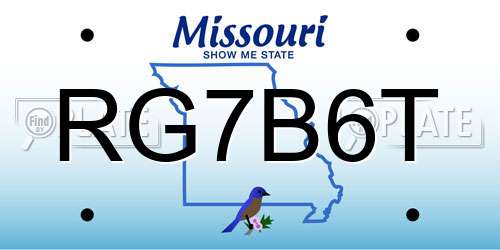 RG7B6T Missouri License Plate