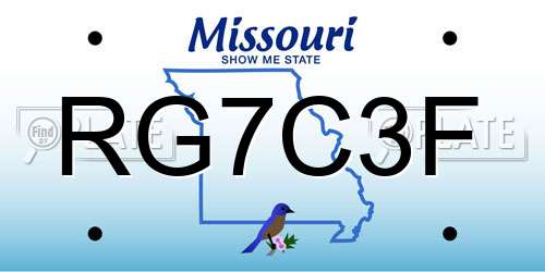 RG7C3F Missouri License Plate