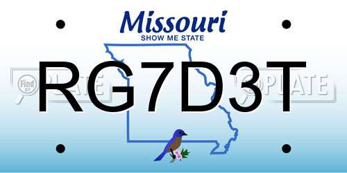 RG7D3T Missouri License Plate