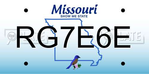 RG7E6E Missouri License Plate