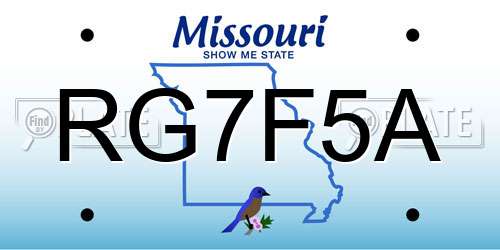 RG7F5A Missouri License Plate