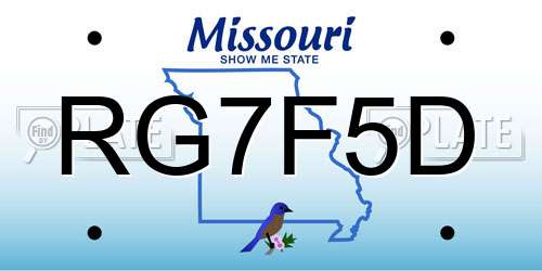 RG7F5D Missouri License Plate