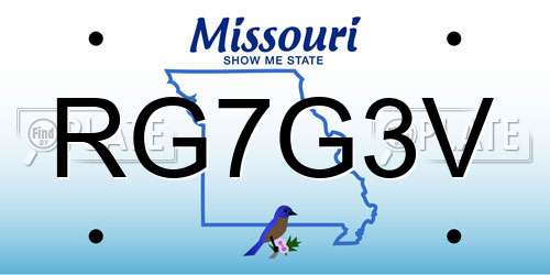 RG7G3V Missouri License Plate