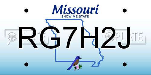 RG7H2J Missouri License Plate