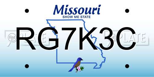 RG7K3C Missouri License Plate