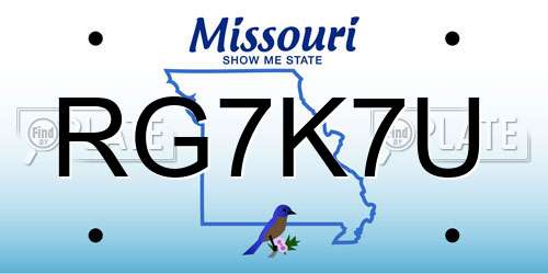 RG7K7U Missouri License Plate