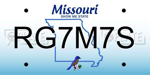 RG7M7S Missouri License Plate