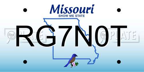 RG7N0T Missouri License Plate