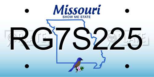 RG7S225 Missouri License Plate