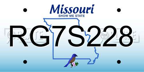 RG7S228 Missouri License Plate