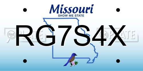RG7S4X Missouri License Plate