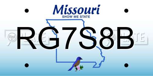 RG7S8B Missouri License Plate