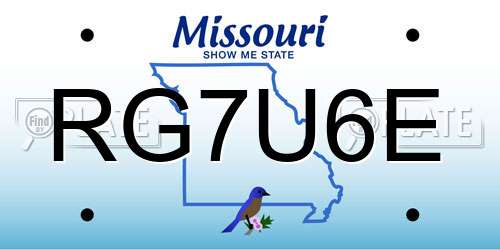 RG7U6E Missouri License Plate
