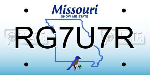RG7U7R Missouri License Plate