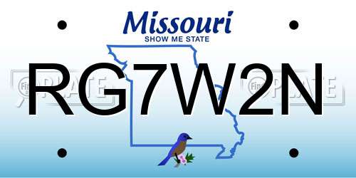 RG7W2N Missouri License Plate